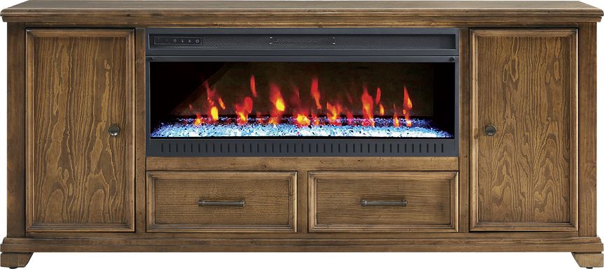 Canyon River Saddle 81 in. Console with Electric Fireplace