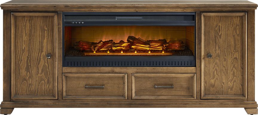 Canyon River Saddle 81 in. Console with Electric Log Fireplace