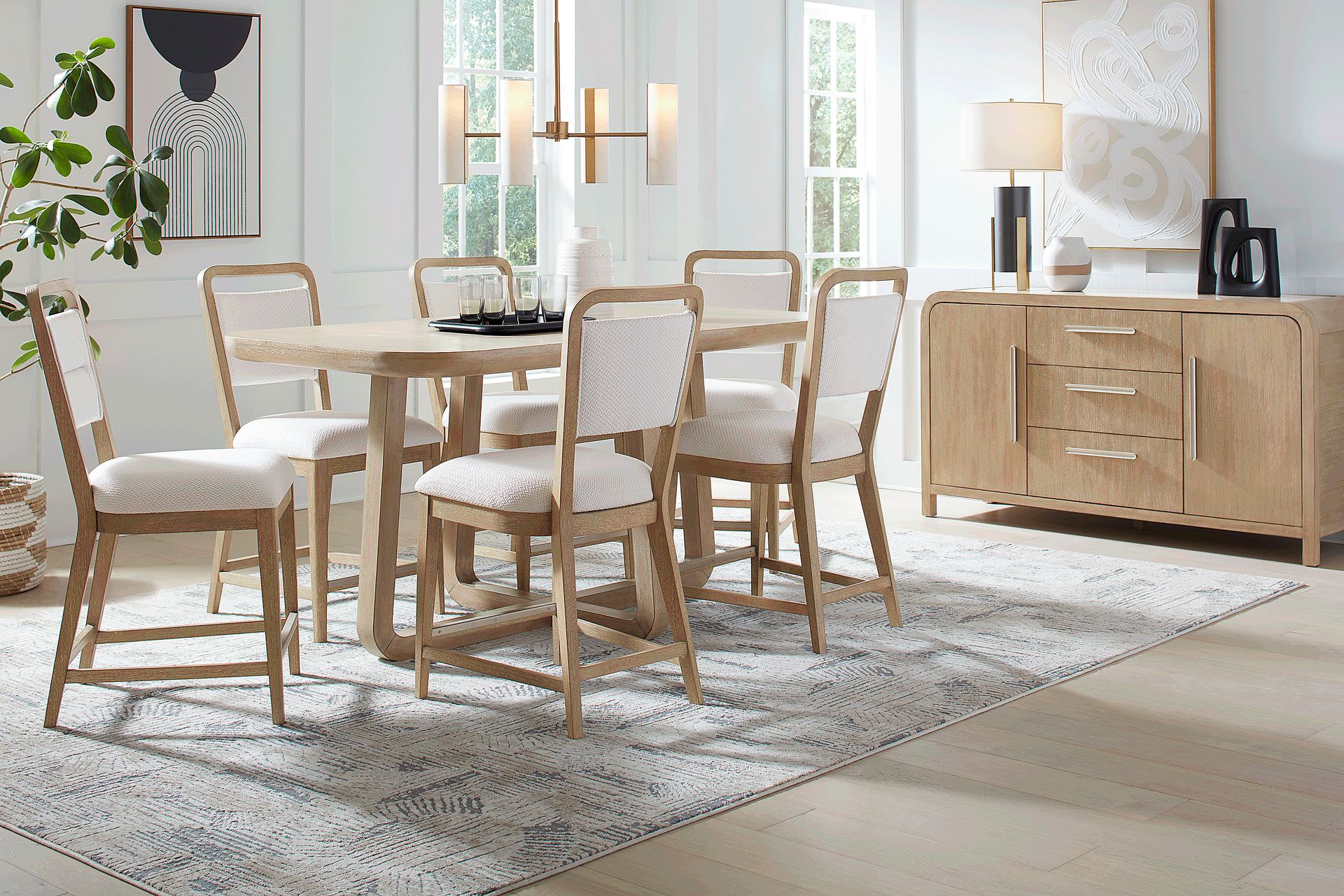 Canyon Sand 7 Pc Counter Height Dining Room with Upholstered Chairs - Image 1