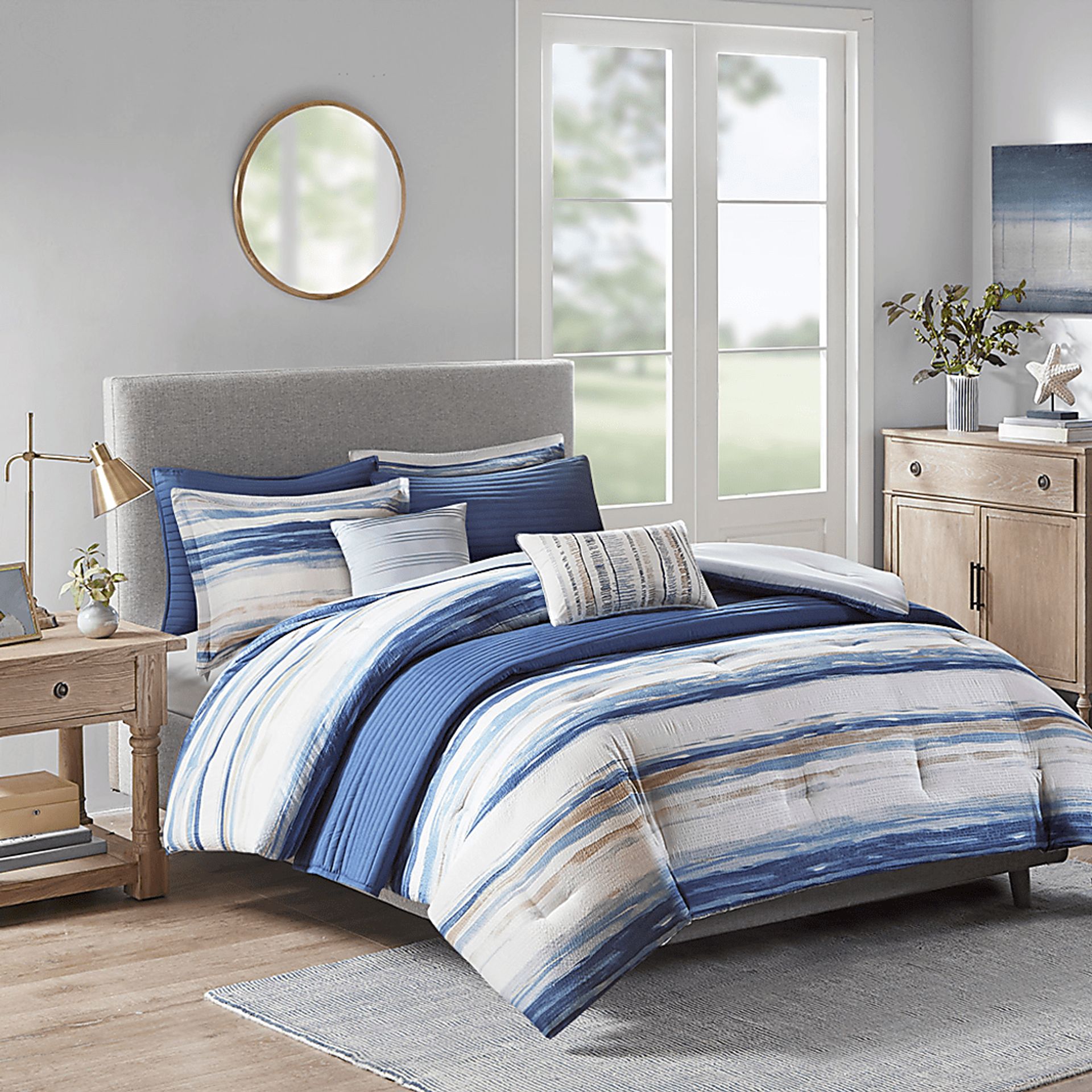 Capedeville Blue 8 Pc King/California King Comforter Set - Image 1