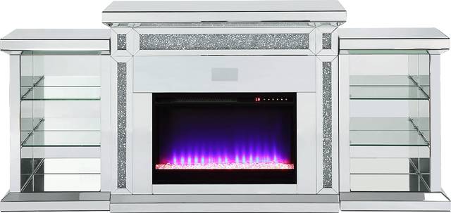 Capewood Silver 82 in. Console, With Electric Fireplace - Thumbnail - Image 1