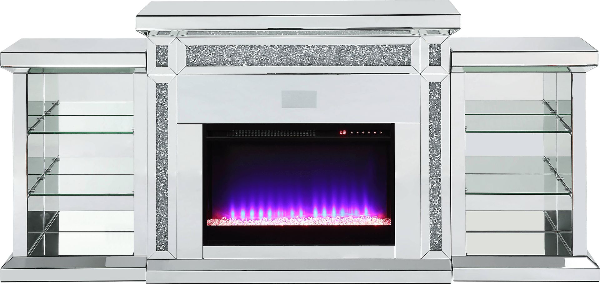 Capewood Silver 82 in. Console, With Electric Fireplace - Image 1