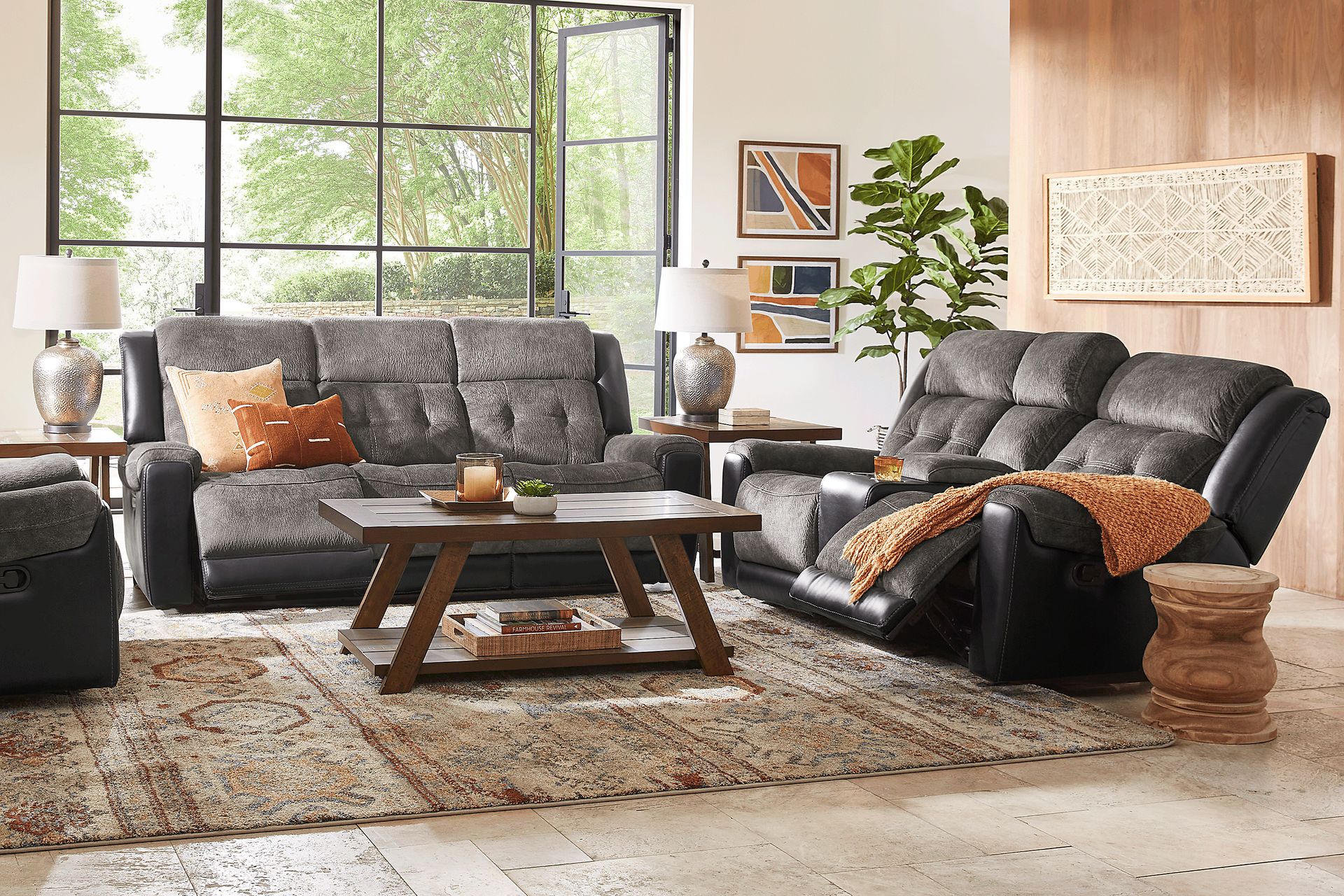 Capwood Gray 3 Pc Living Room with Power Reclining Sofa - Image 1