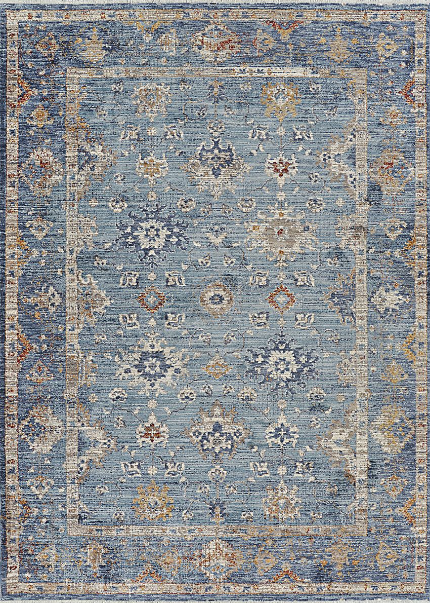 Blue 2' x 7' 10 Washable Nostalgia Runner Rug