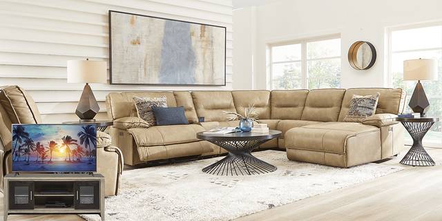 Caranova Camel 10 Pc Dual Power Sectional Living Room Plus 70 in. TV - Thumbnail - Image 1