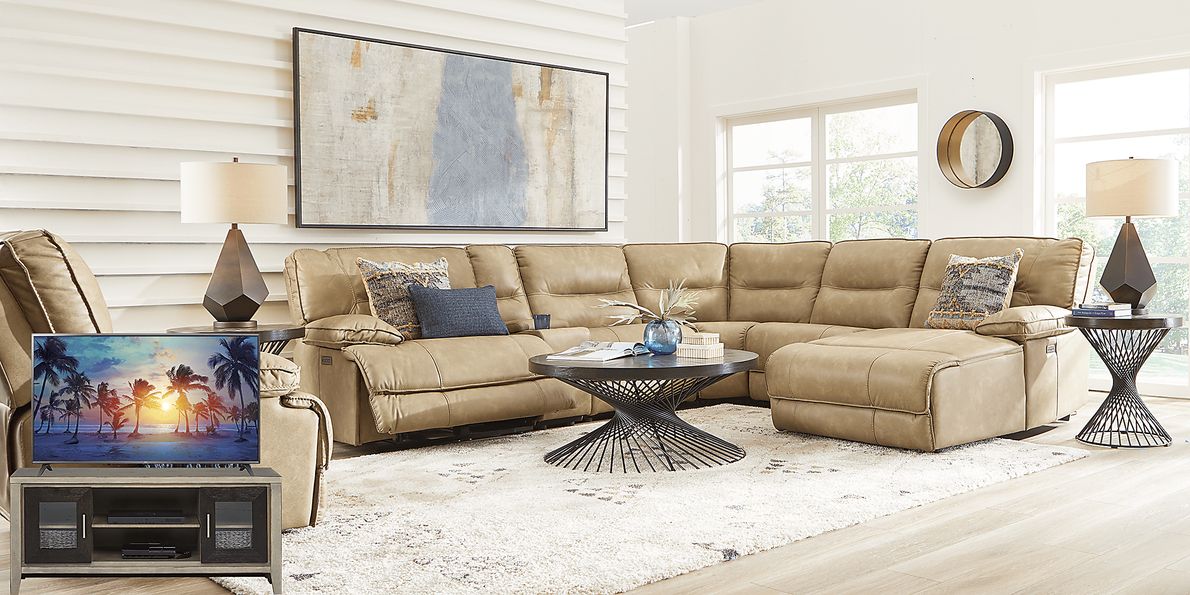 Caranova Camel 10 Pc Sectional Living Room Plus 70 in. TV