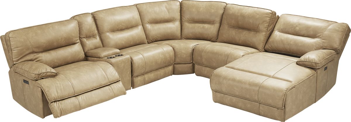 Caranova 9 Pc Camel Brown Polyurethane Fabric Dual Power Reclining