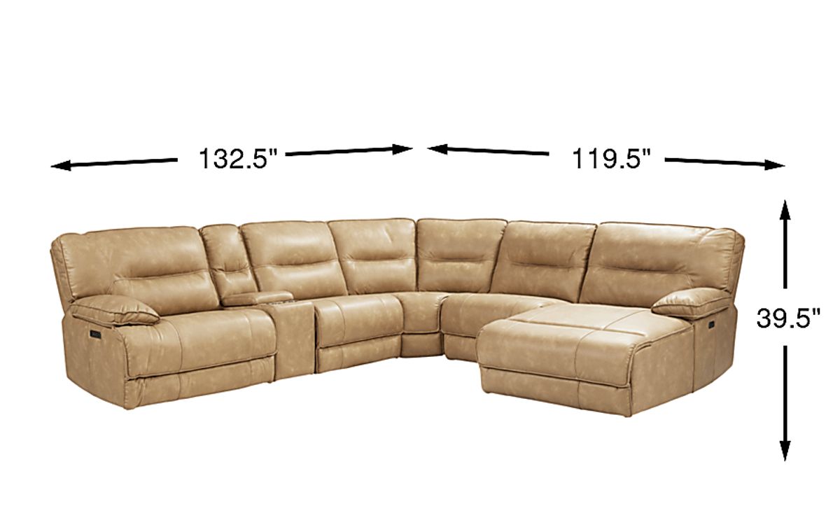 Caranova Camel Brown Polyurethane Fabric 6 Pc Dual Power Reclining