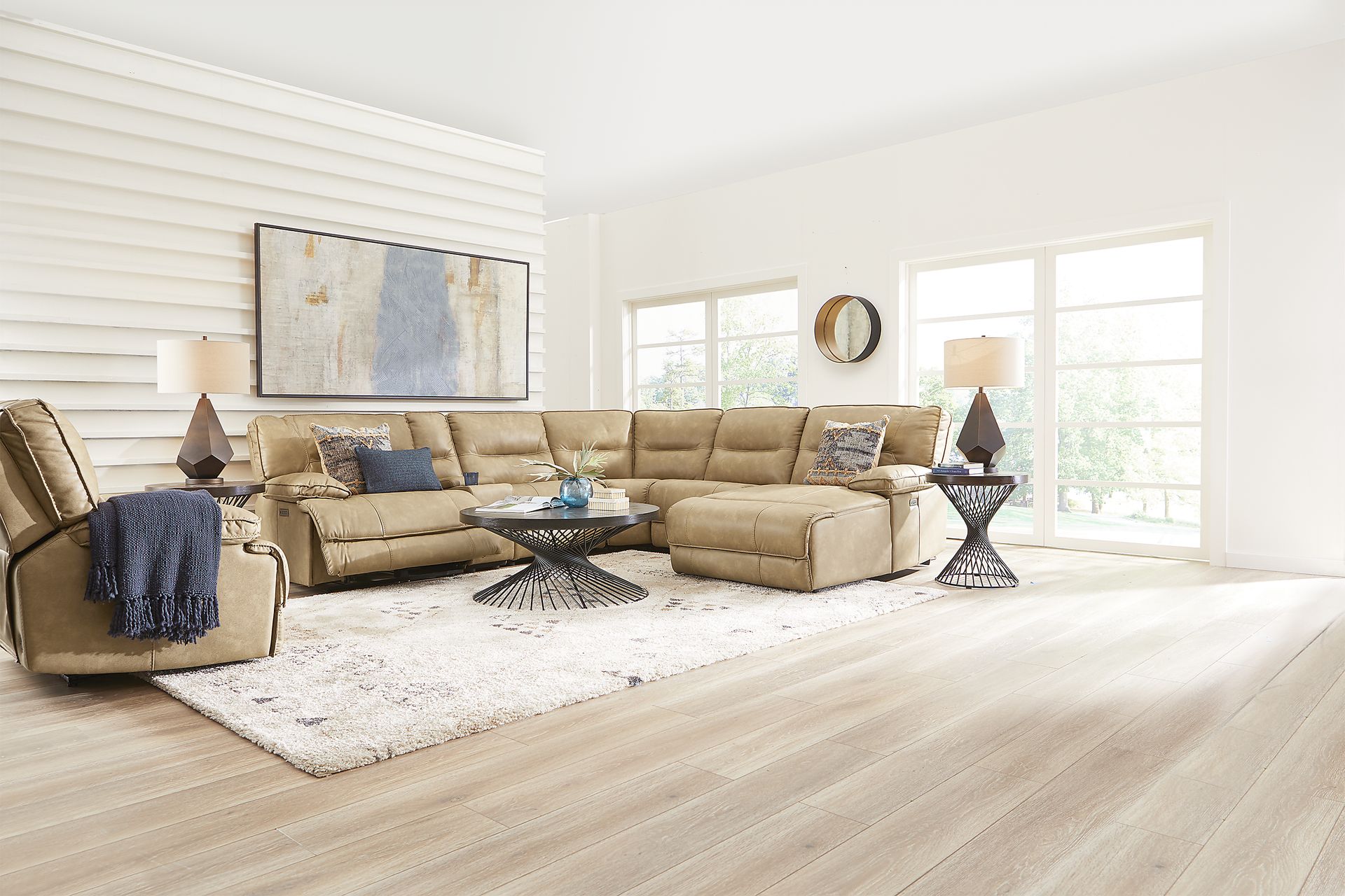 Caranova Camel 6 Pc Dual Power Reclining Sectional with Chaise - Image 2