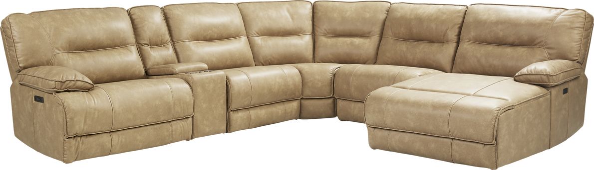 Camel leather reclining discount sectional