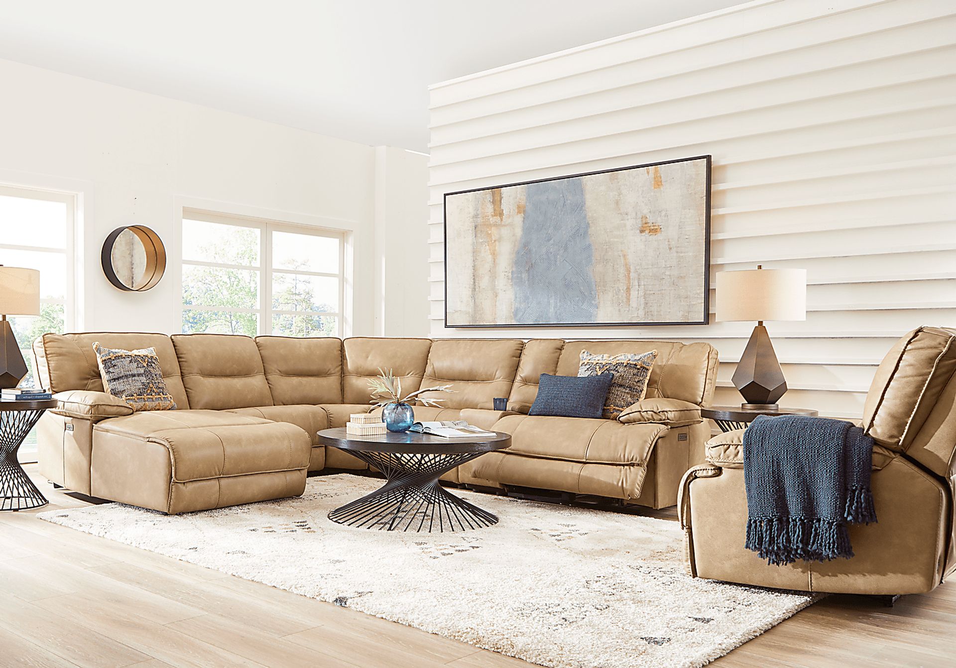 Caranova Camel 9 Pc Dual Power Sectional Living Room - Image 2