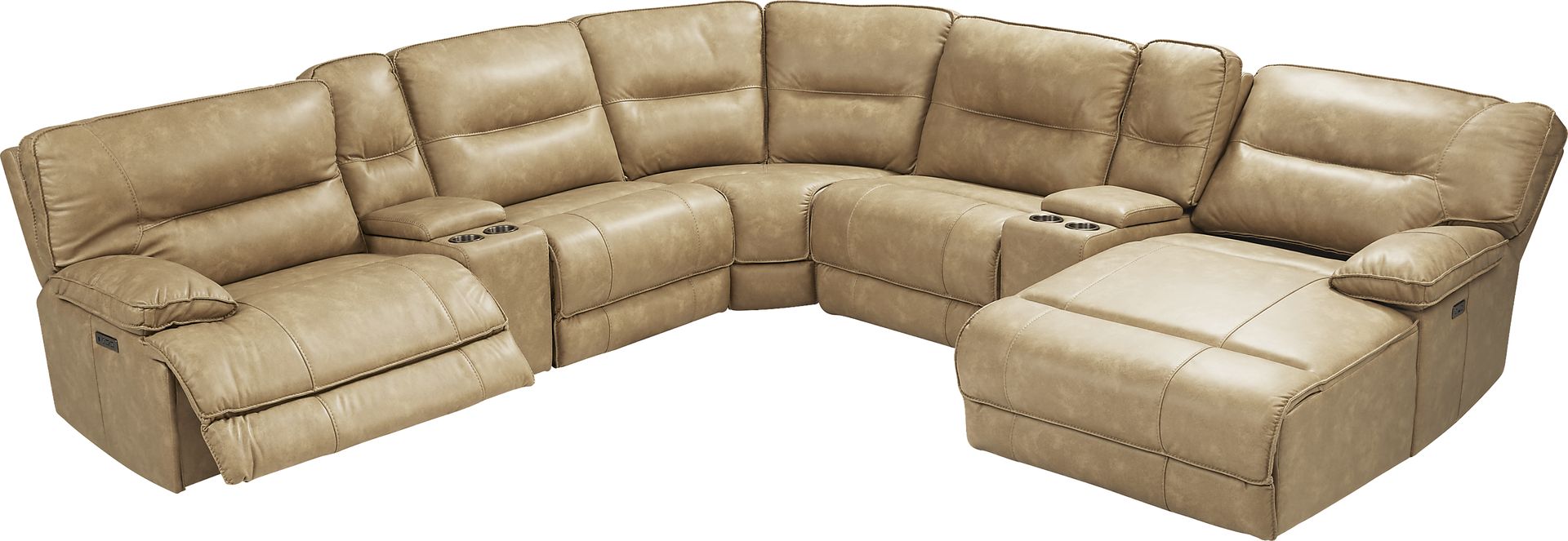 Caranova Camel 7 Pc Dual Power Reclining Sectional - Image 3