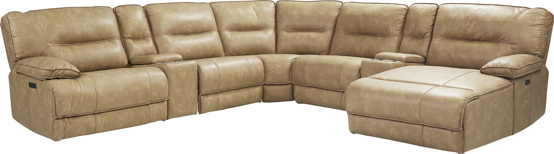 Caranova Camel 7 Pc Dual Power Reclining Sectional - Image 1
