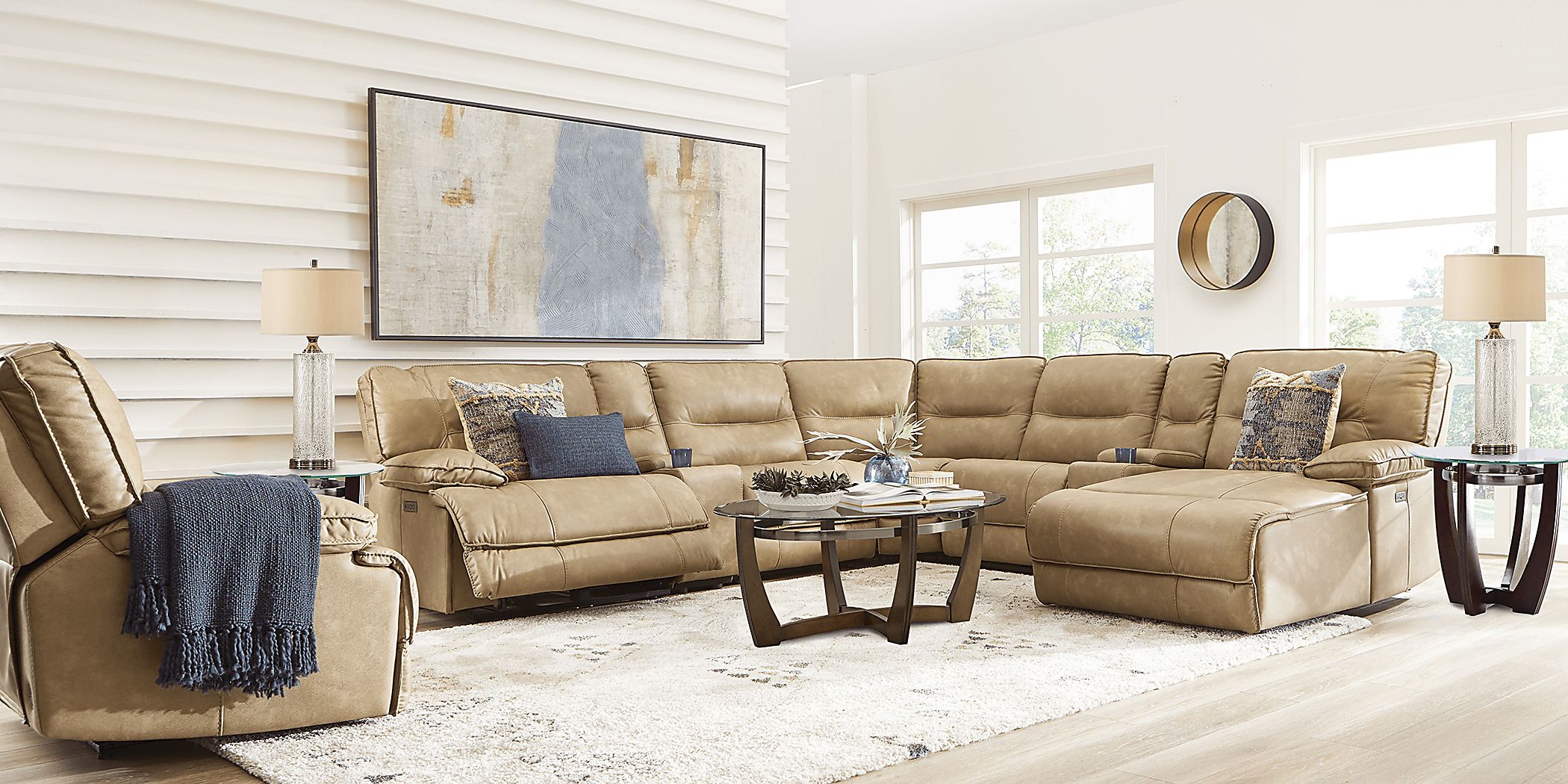 Caranova Camel 7 Pc Dual Power Reclining Sectional Rooms To Go