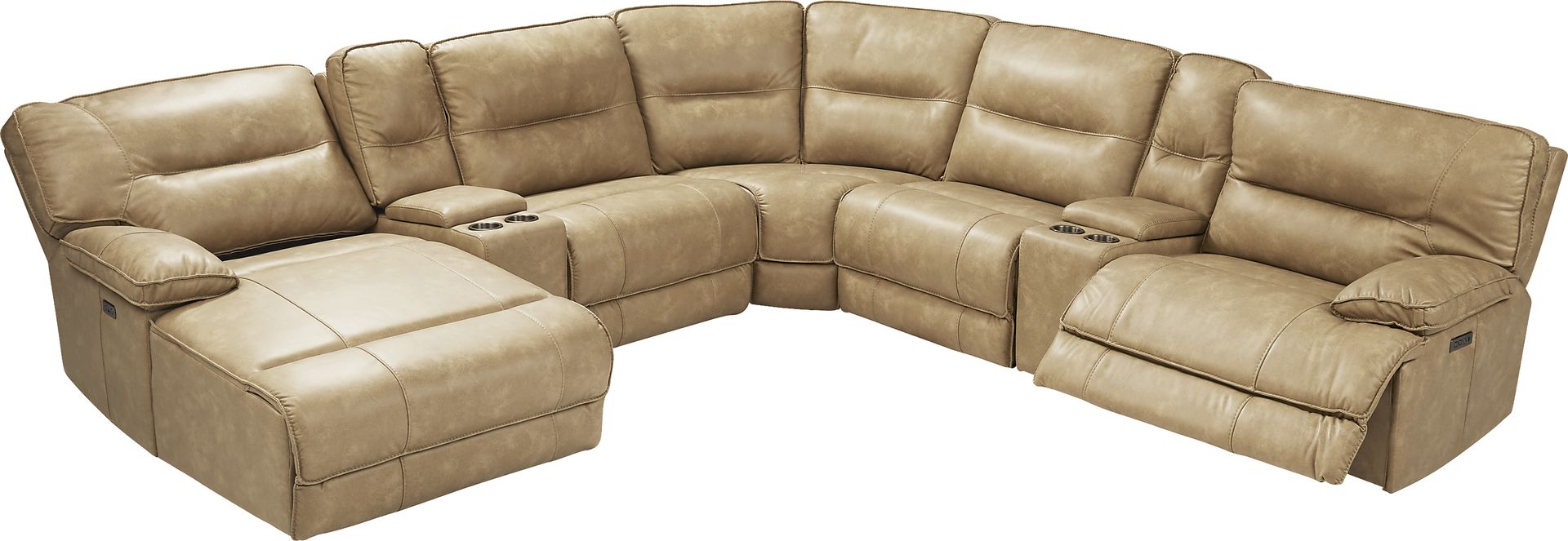 Caranova Camel 7 Pc Dual Power Reclining Sectional - Image 3