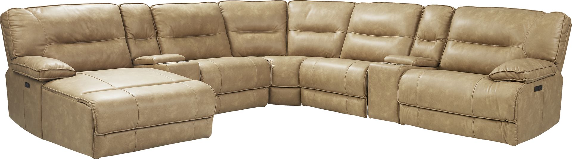Caranova Camel 7 Pc Dual Power Reclining Sectional - Image 1