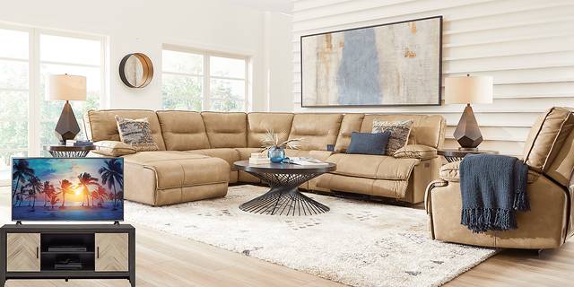 Caranova Camel 8 Pc Dual Power Sectional Living Room Plus 70 in. TV - Thumbnail - Image 1