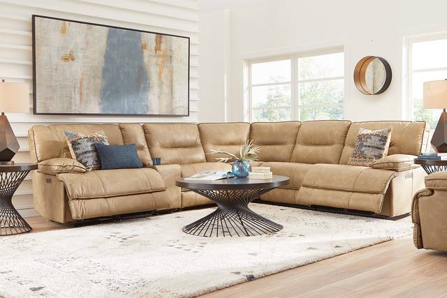 Caranova Camel 9 Pc Dual Power Sectional Living Room - Thumbnail - Image 1