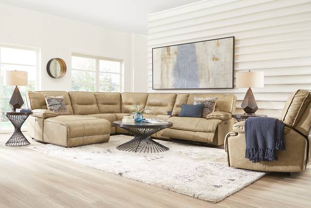 Caranova Camel 9 Pc Dual Power Sectional Living Room - Thumbnail - Image 1