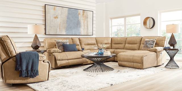 Caranova Camel 9 Pc Dual Power Sectional Living Room - Thumbnail - Image 1