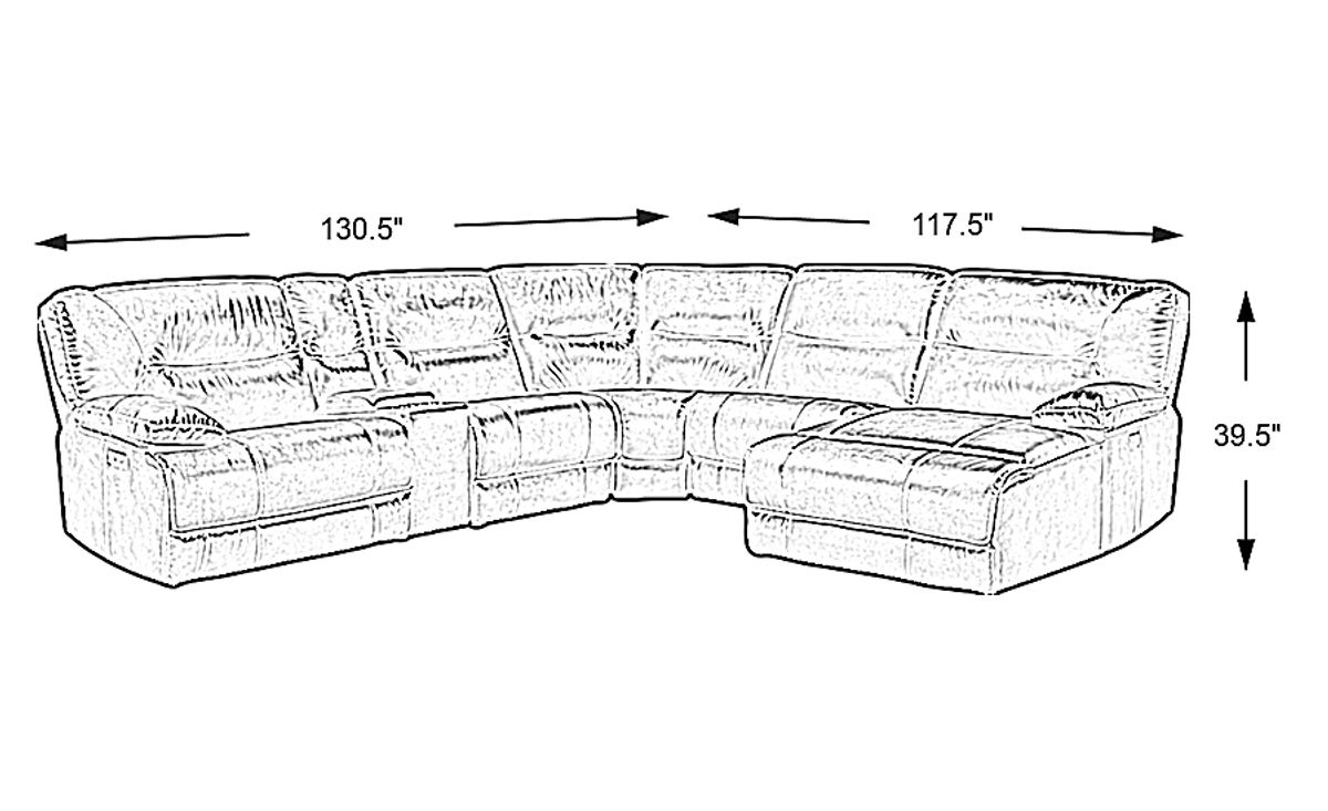 Caranova Dark Gray Polyurethane Fabric 6 Pc Dual Power Reclining Sectional Rooms to Go