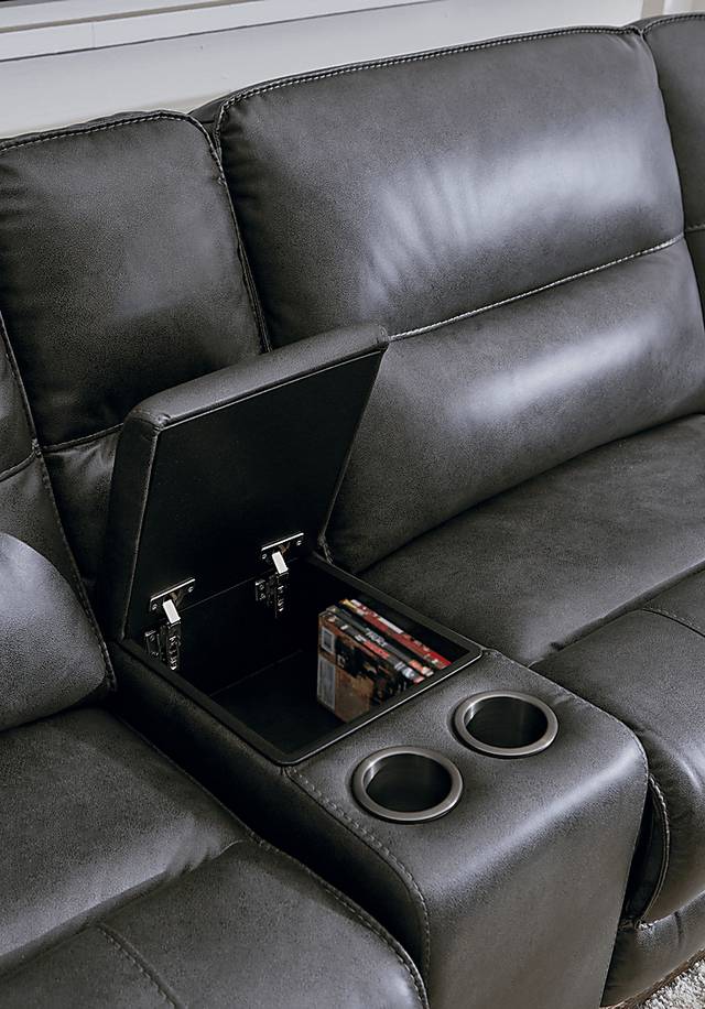 Caranova Dark Gray 8 Pc Dual Power Sectional Living Room Plus 70 in. TV - Thumbnail - Image 4