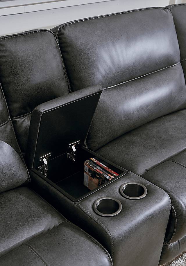 Caranova Dark Gray 9 Pc Dual Power Sectional Living Room - Thumbnail - Image 3