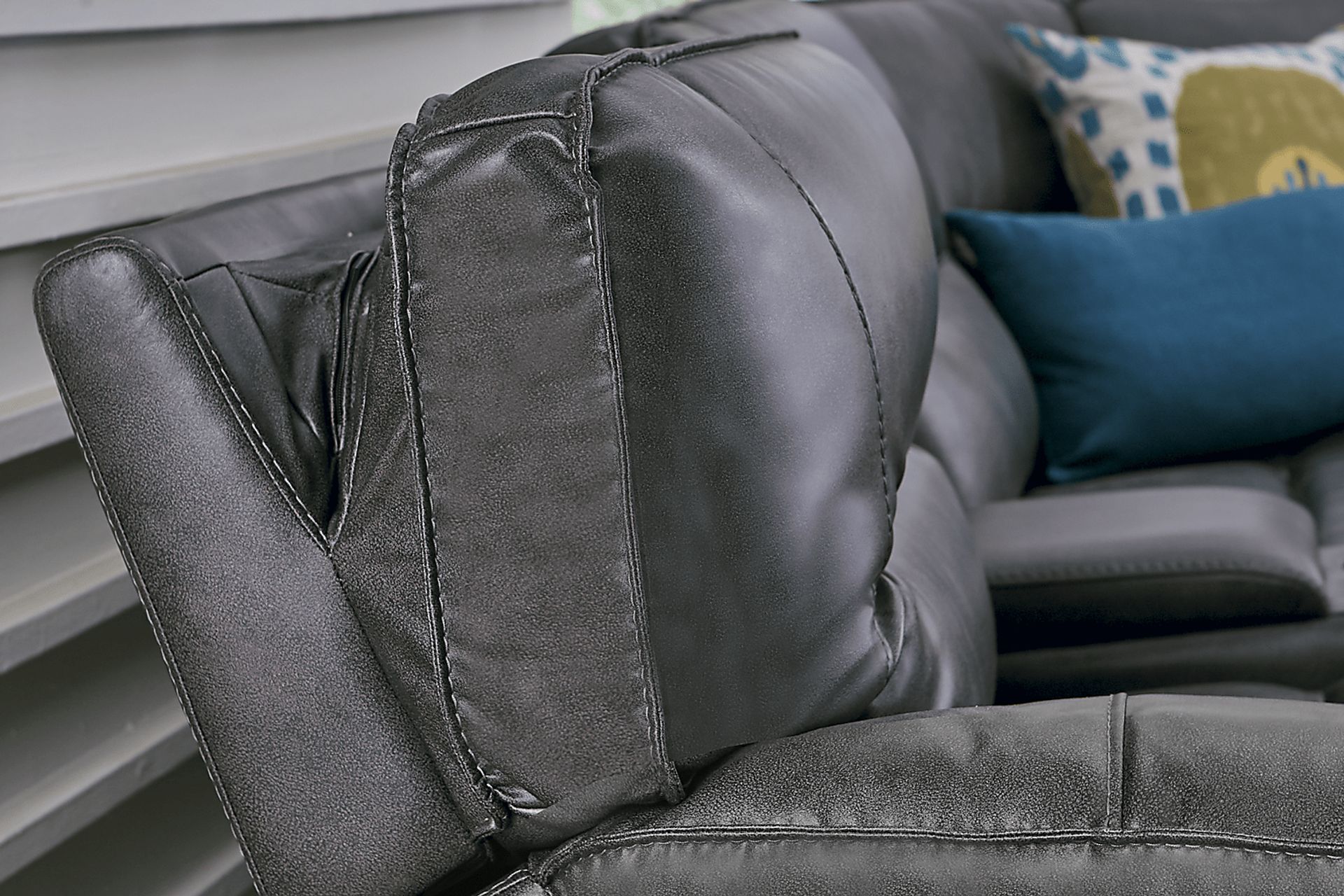 Caranova Dark Gray Polyurethane Fabric 6 Pc Dual Power Reclining Sectional