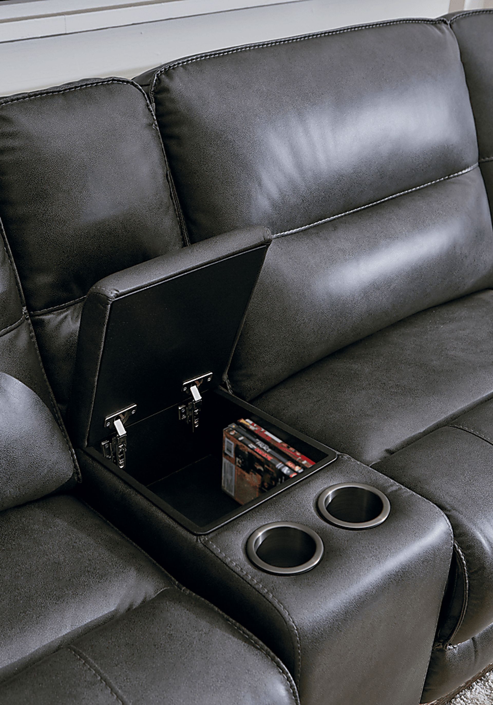 Caranova Dark Gray 6 Pc Reclining Sectional - Image 3