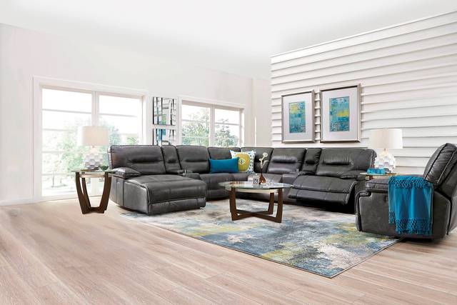 Caranova Dark Gray 7 Pc Dual Power Reclining Sectional Living Room - Thumbnail - Image 1
