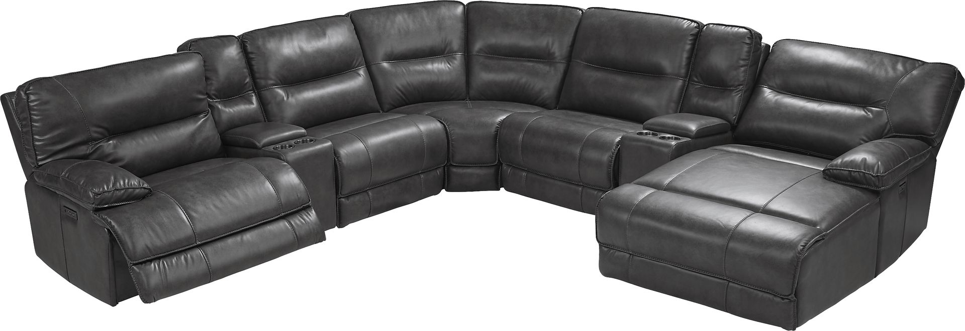Caranova Dark Gray 7 Pc Dual Power Reclining Sectional - Image 3