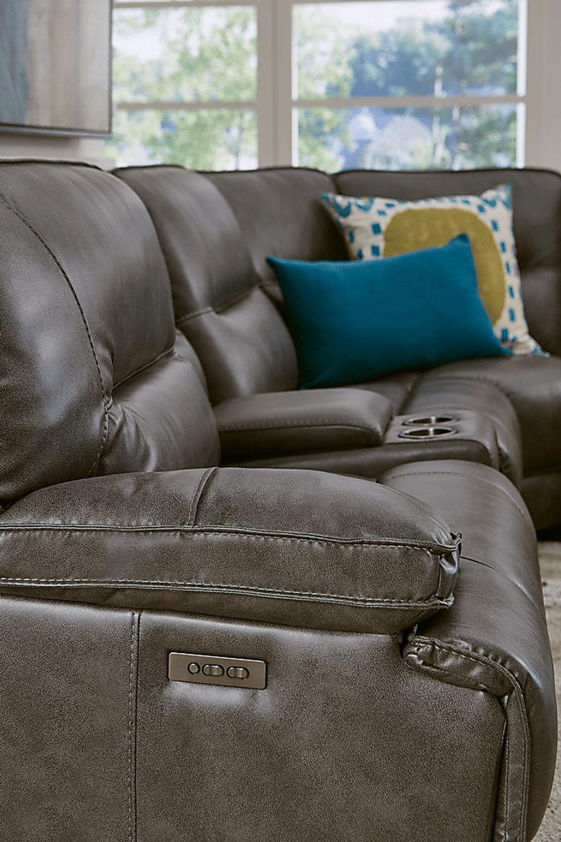 Caranova Dark Gray 7 Pc Dual Power Reclining Sectional Rooms To Go