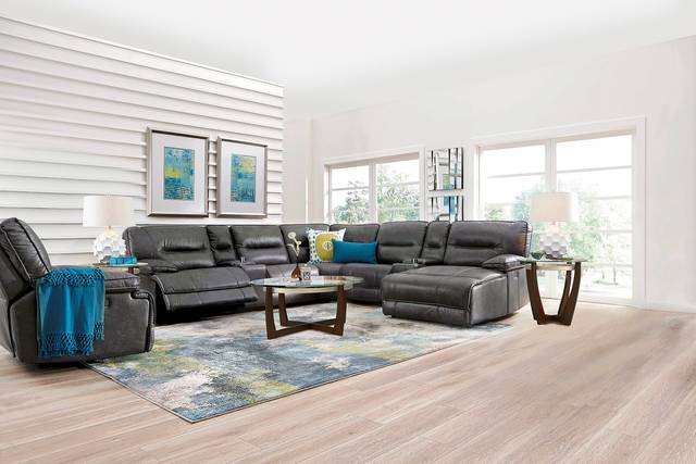 Caranova Dark Gray 7 Pc Dual Power Reclining Sectional - Thumbnail - Image 2