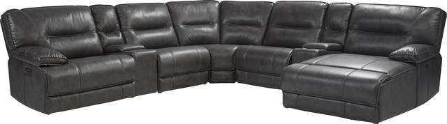 Caranova Dark Gray 7 Pc Dual Power Reclining Sectional - Thumbnail - Image 1