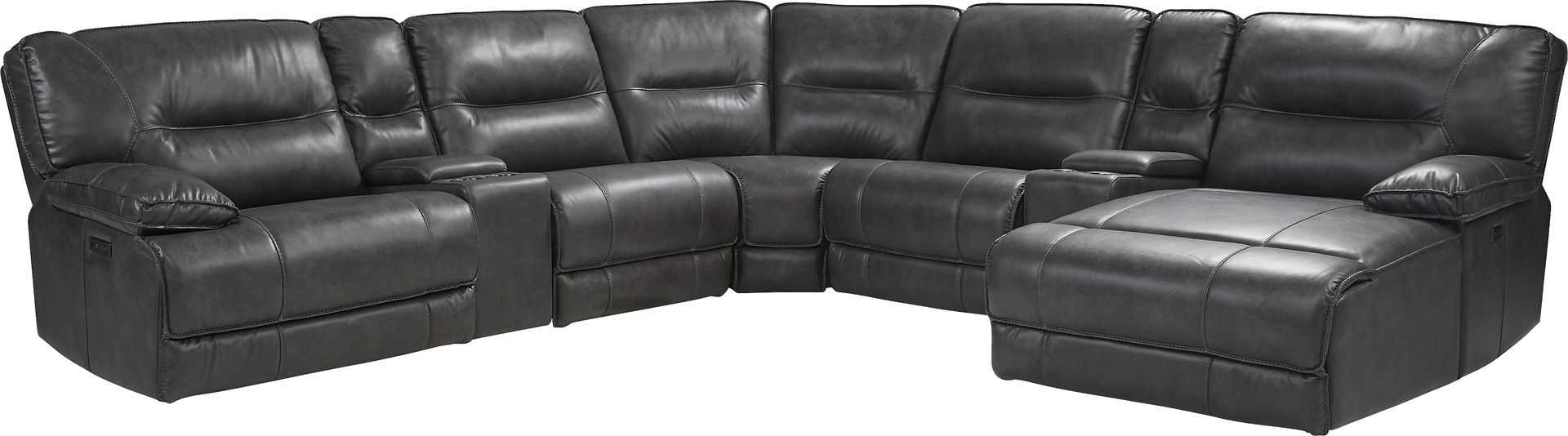Caranova Dark Gray 7 Pc Dual Power Reclining Sectional - Image 1
