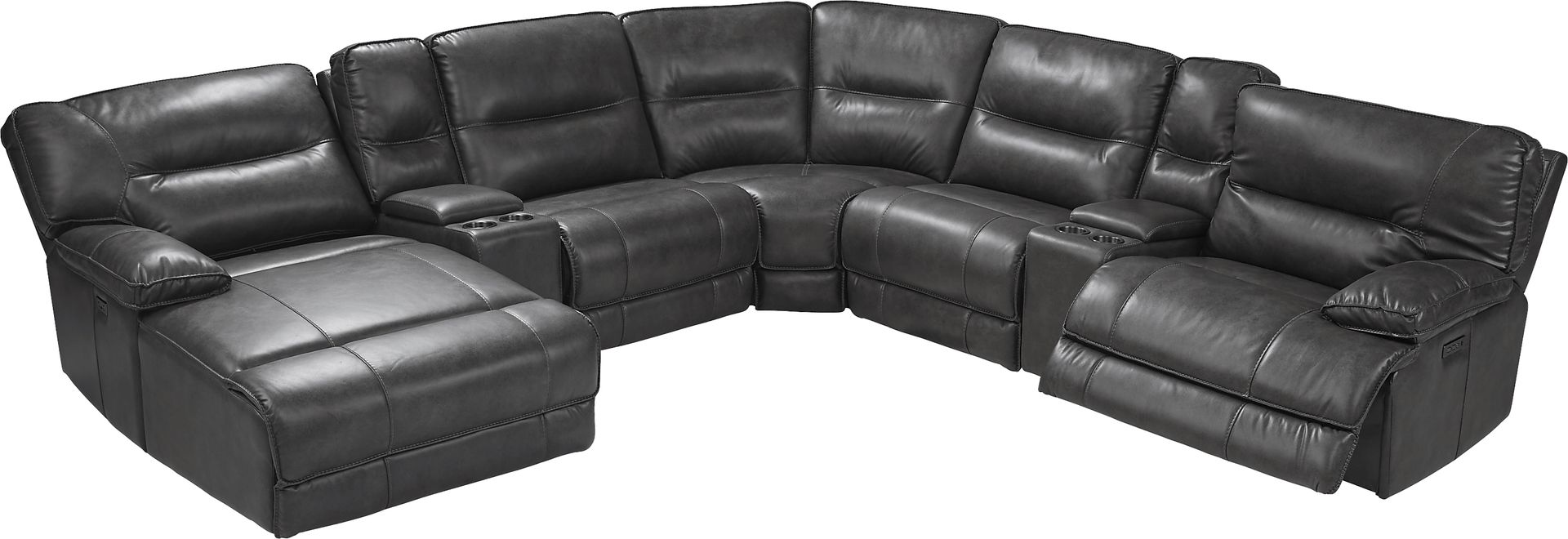 Caranova Dark Gray 7 Pc Dual Power Reclining Sectional - Image 3