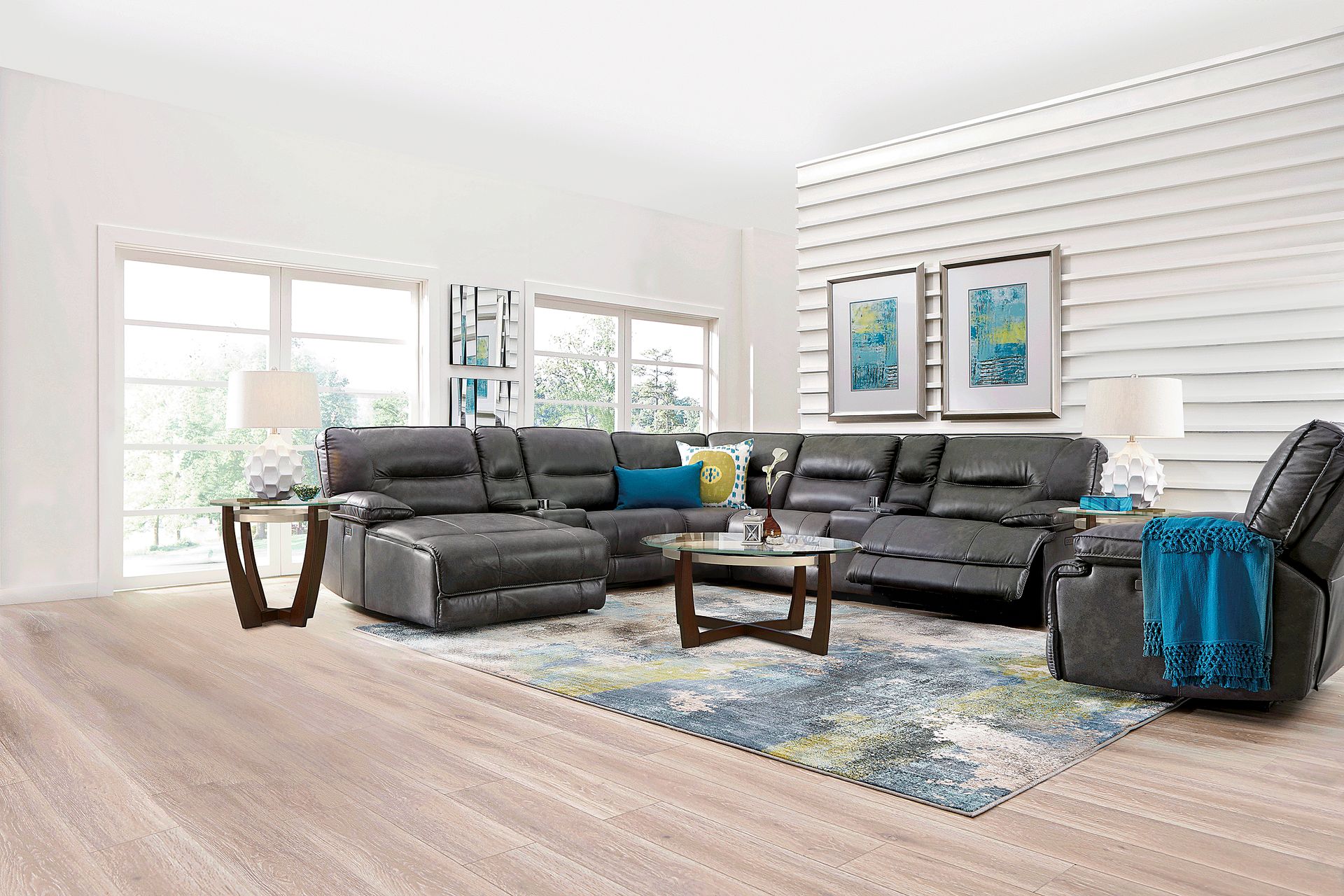 Caranova Dark Gray 7 Pc Dual Power Reclining Sectional - Image 2