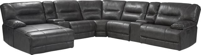 Caranova Dark Gray 7 Pc Dual Power Reclining Sectional - Thumbnail - Image 1