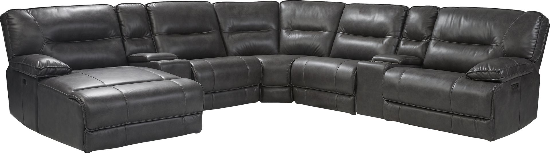 Caranova Dark Gray 7 Pc Dual Power Reclining Sectional - Image 1