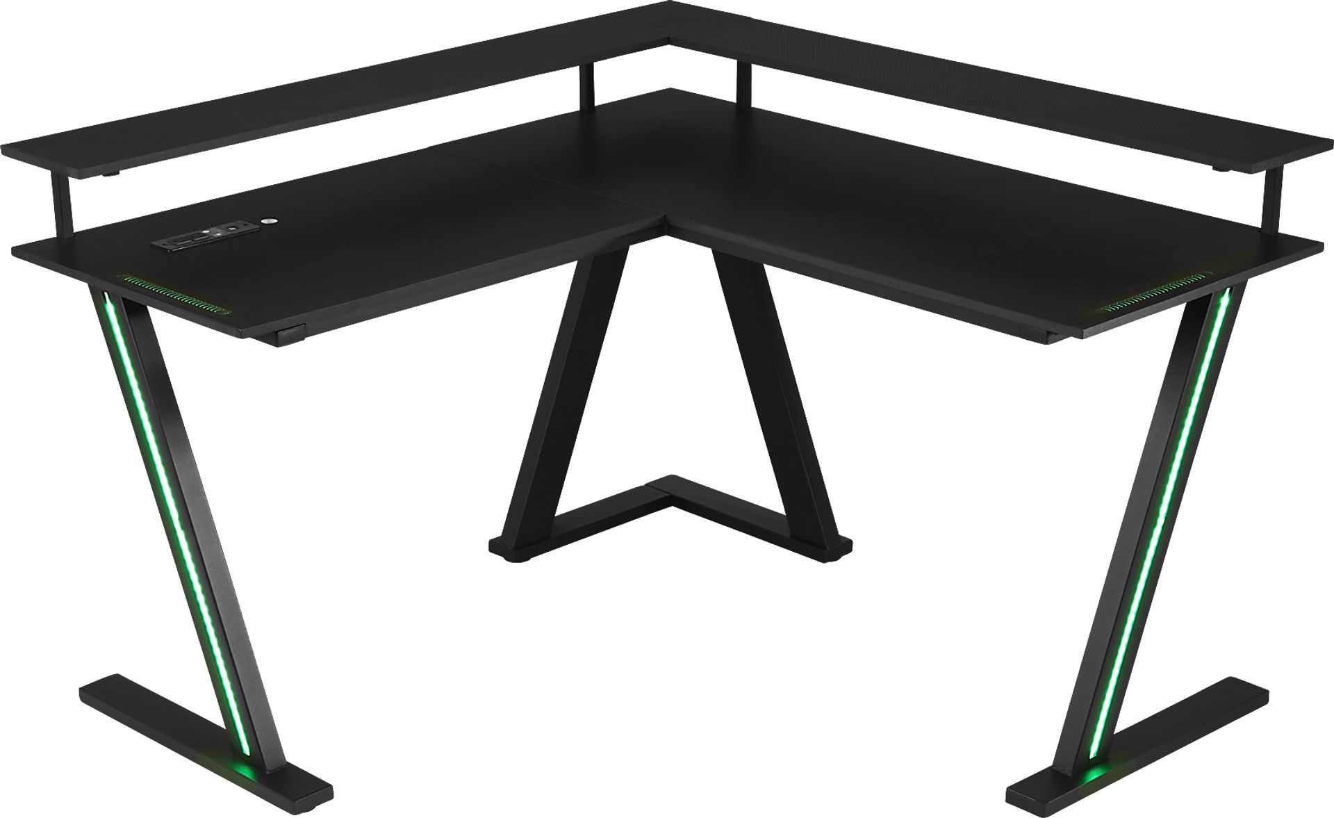 Kids Carbon Optix Black L-Shaped Computer Desk with LED Lights - Image 4