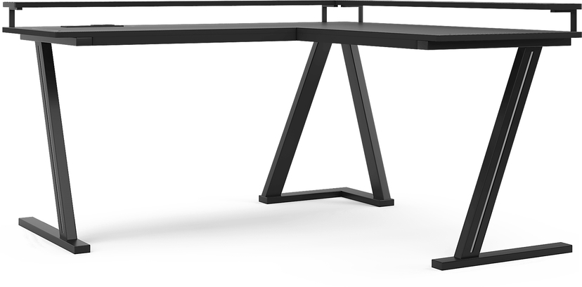 Kids Carbon Optix Black L-Shaped Computer Desk with LED Lights