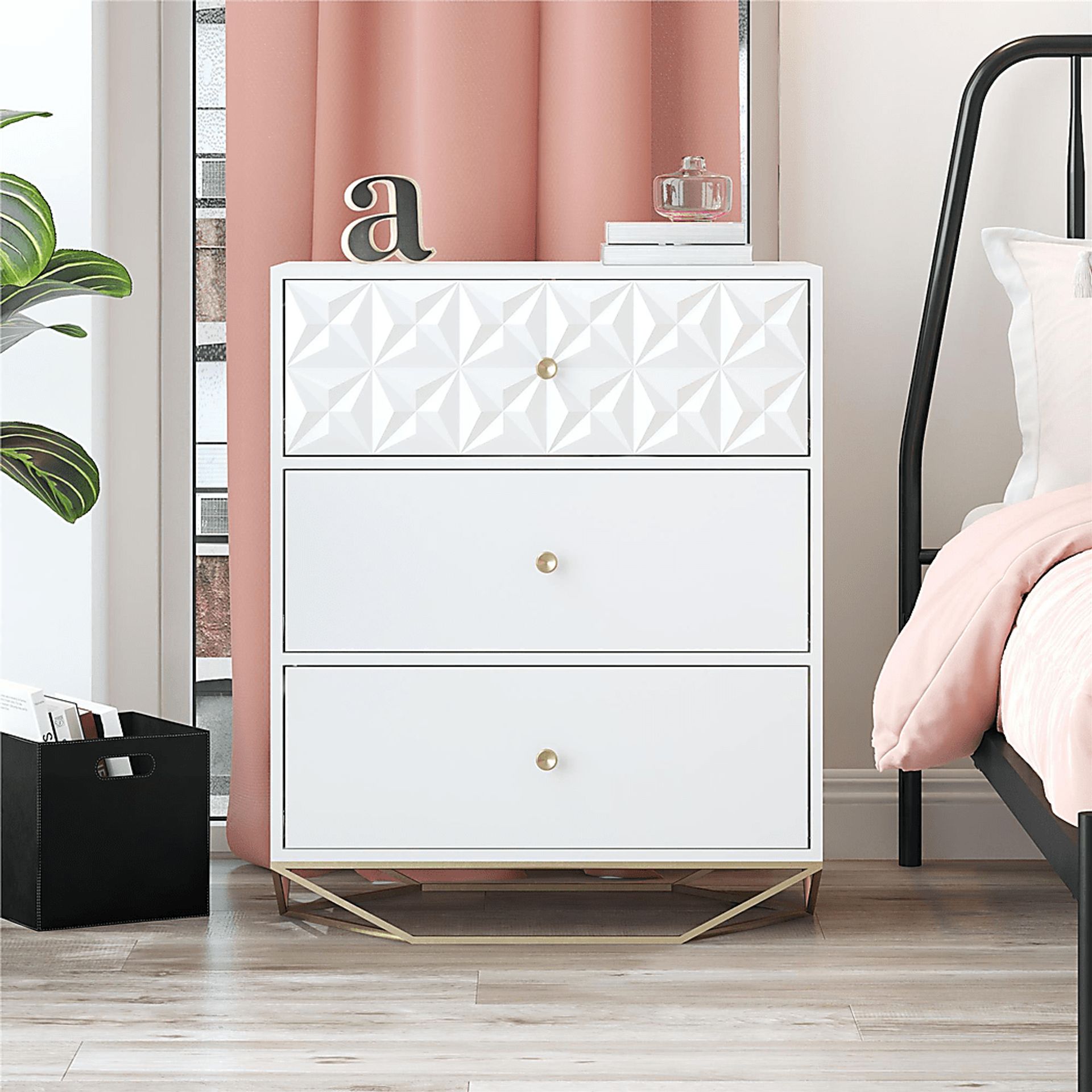 Carbore White 3 Drawer Dresser - Image 2