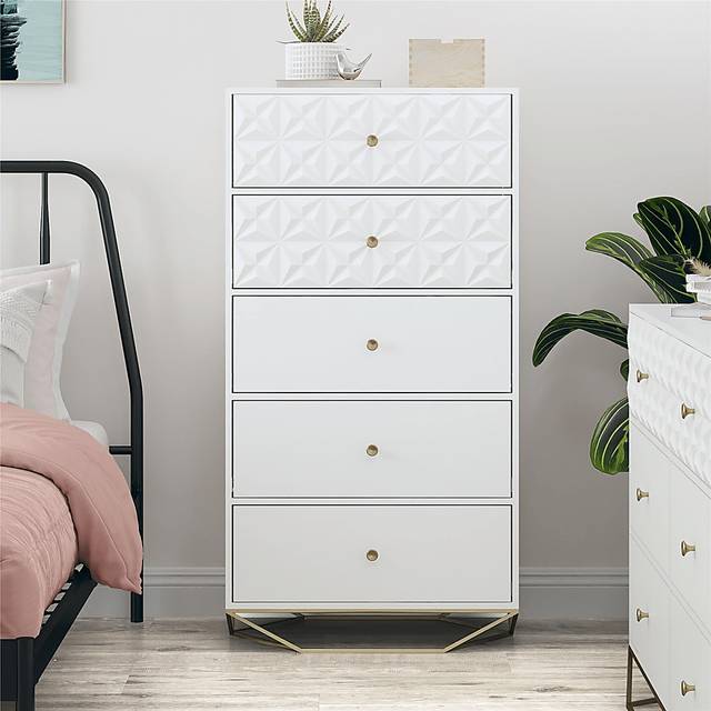 Carbore White 5 Drawer Dresser - Thumbnail - Image 2