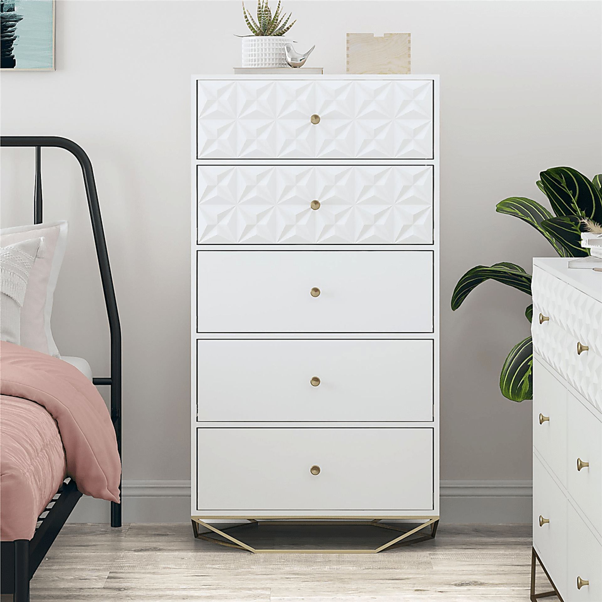 Carbore White 5 Drawer Dresser - Image 2
