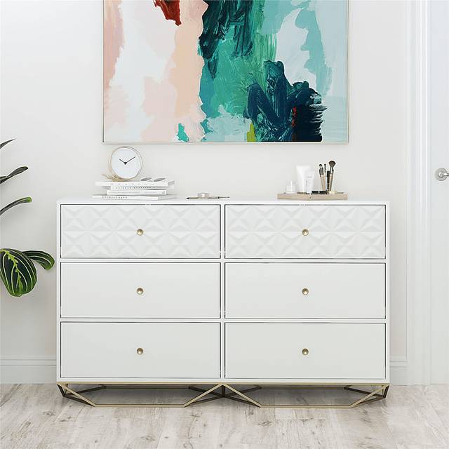 Carbore White 6 Drawer Dresser - Thumbnail - Image 2