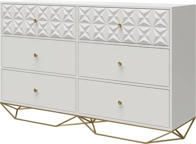 Carbore White 6 Drawer Dresser - Thumbnail - Image 6