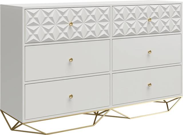 Carbore White 6 Drawer Dresser - Thumbnail - Image 7
