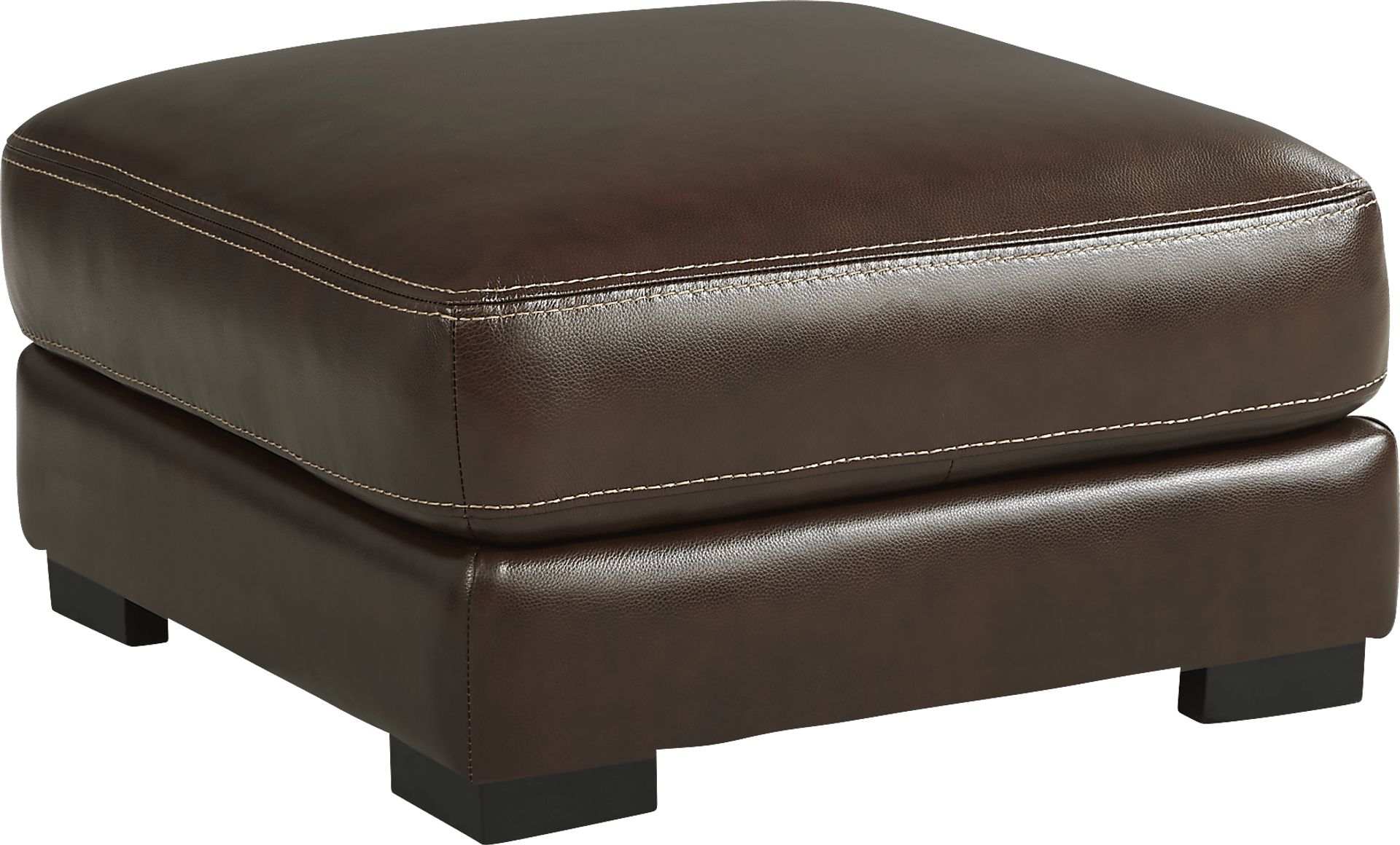 Cardenas Mahogany Leather Cocktail Ottoman - Image 2