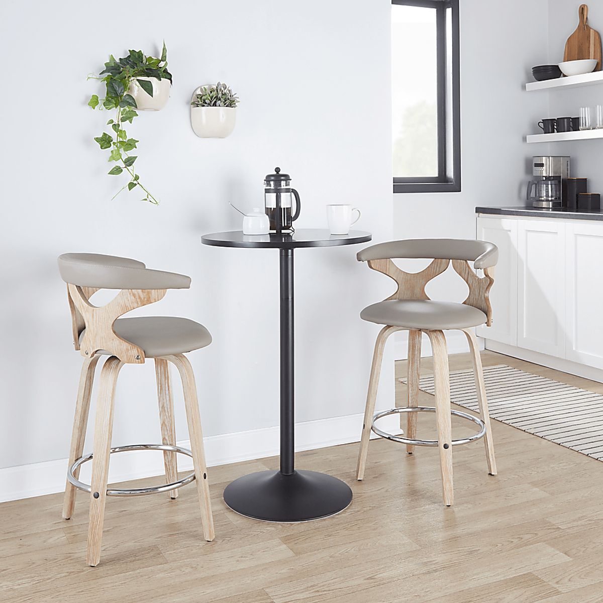 Cardeza II White Colors,White Light Gray Swivel Barstool | Rooms to Go