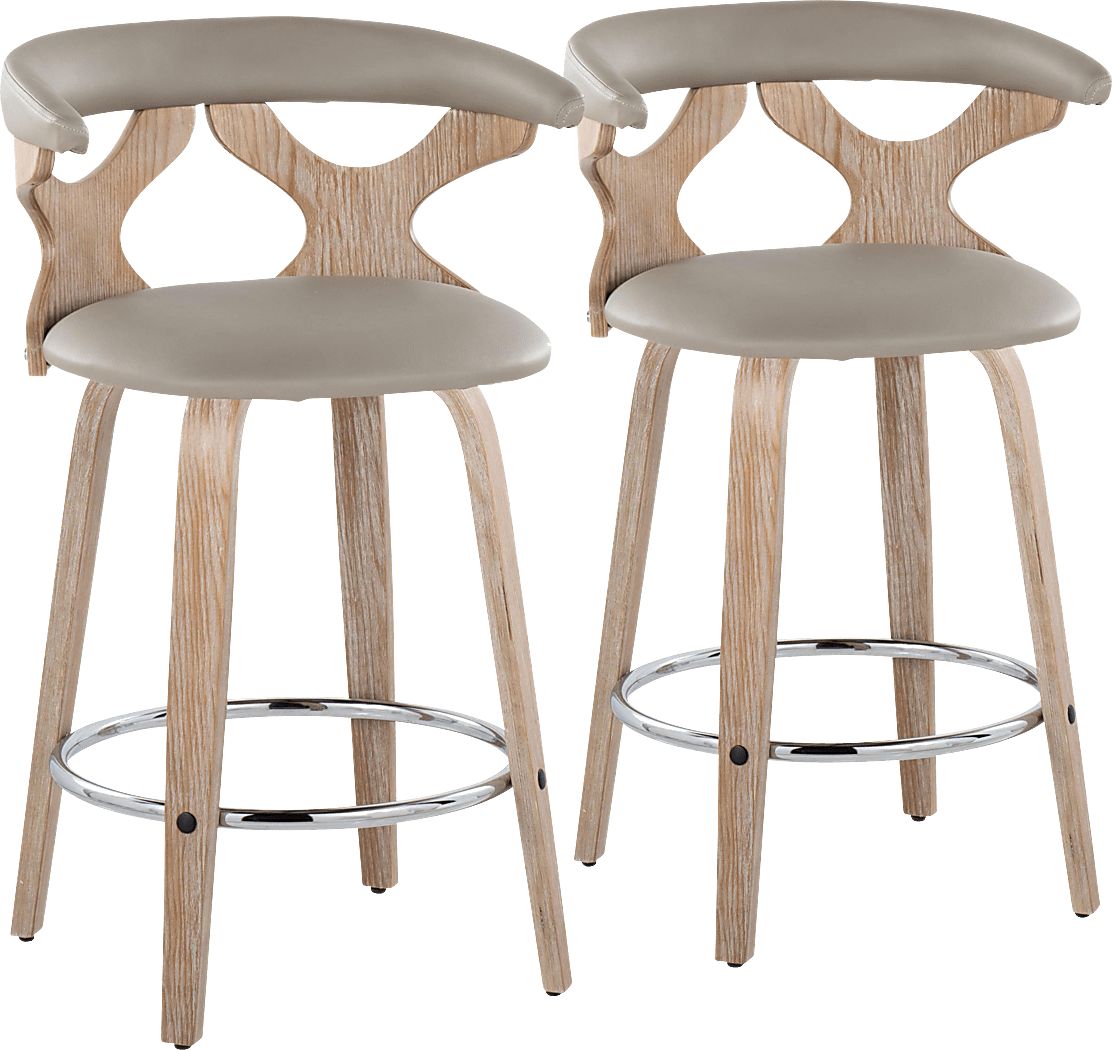 Cardeza II White Colors,White Light Gray Swivel Barstool | Rooms to Go